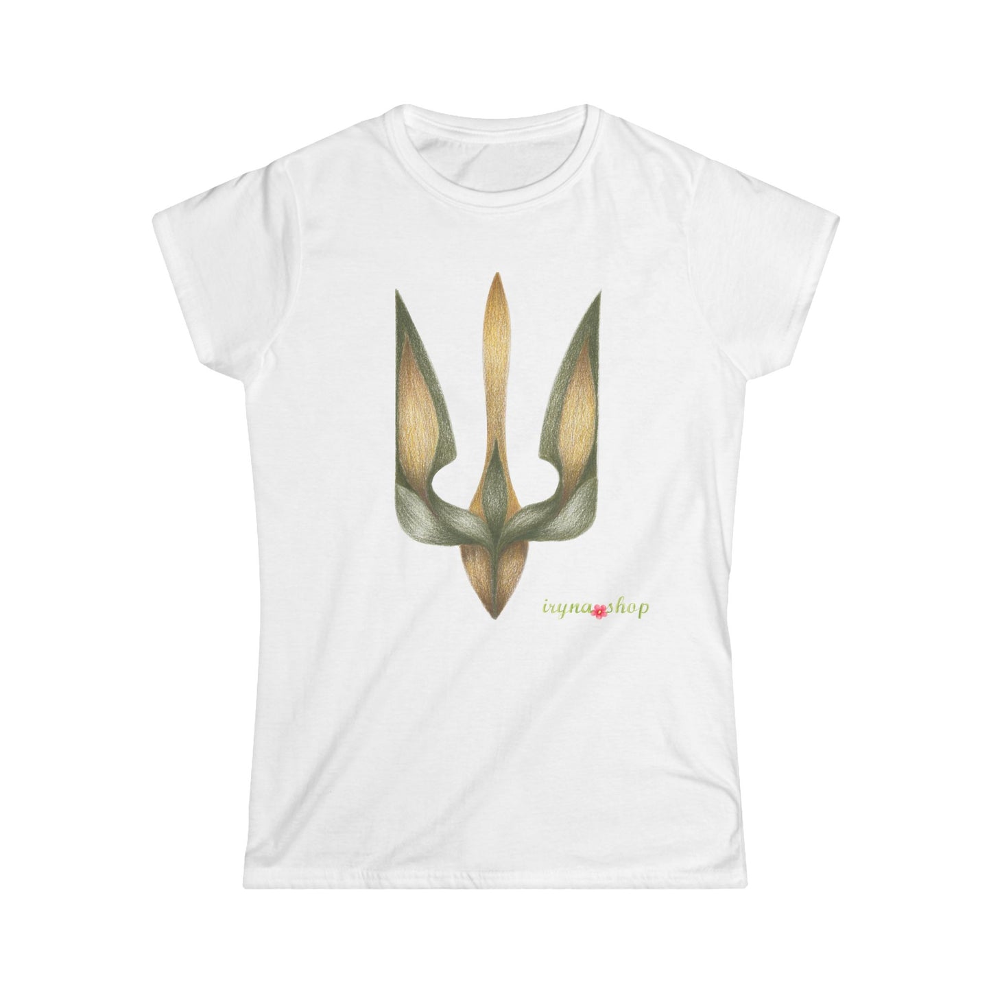 Woman's T-shirt with Ukrainian coat of arms - Tryzub, Trident, Тризуб