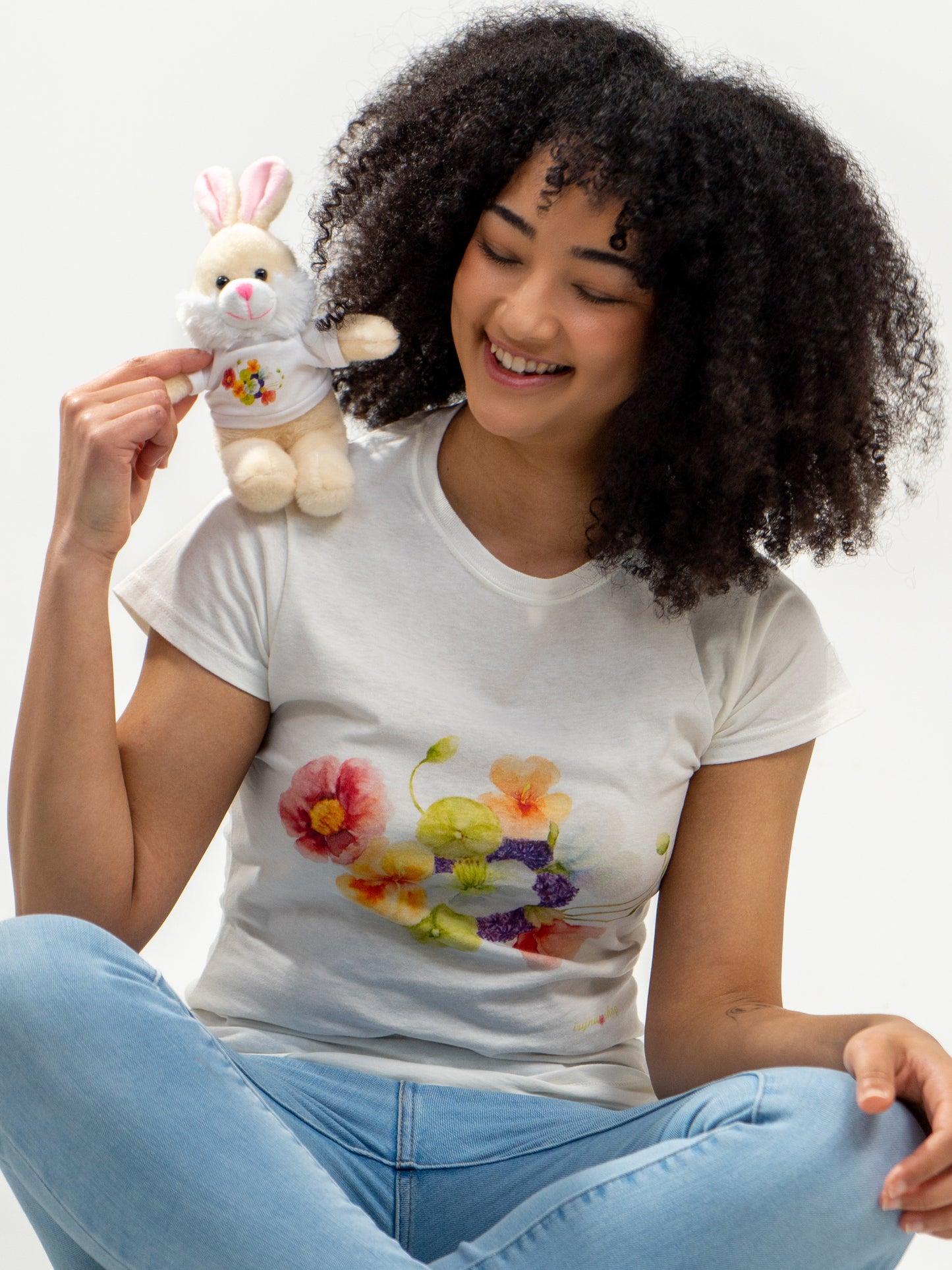 Stuffed Animals with nasturtium, ageratum, and poppies Tee