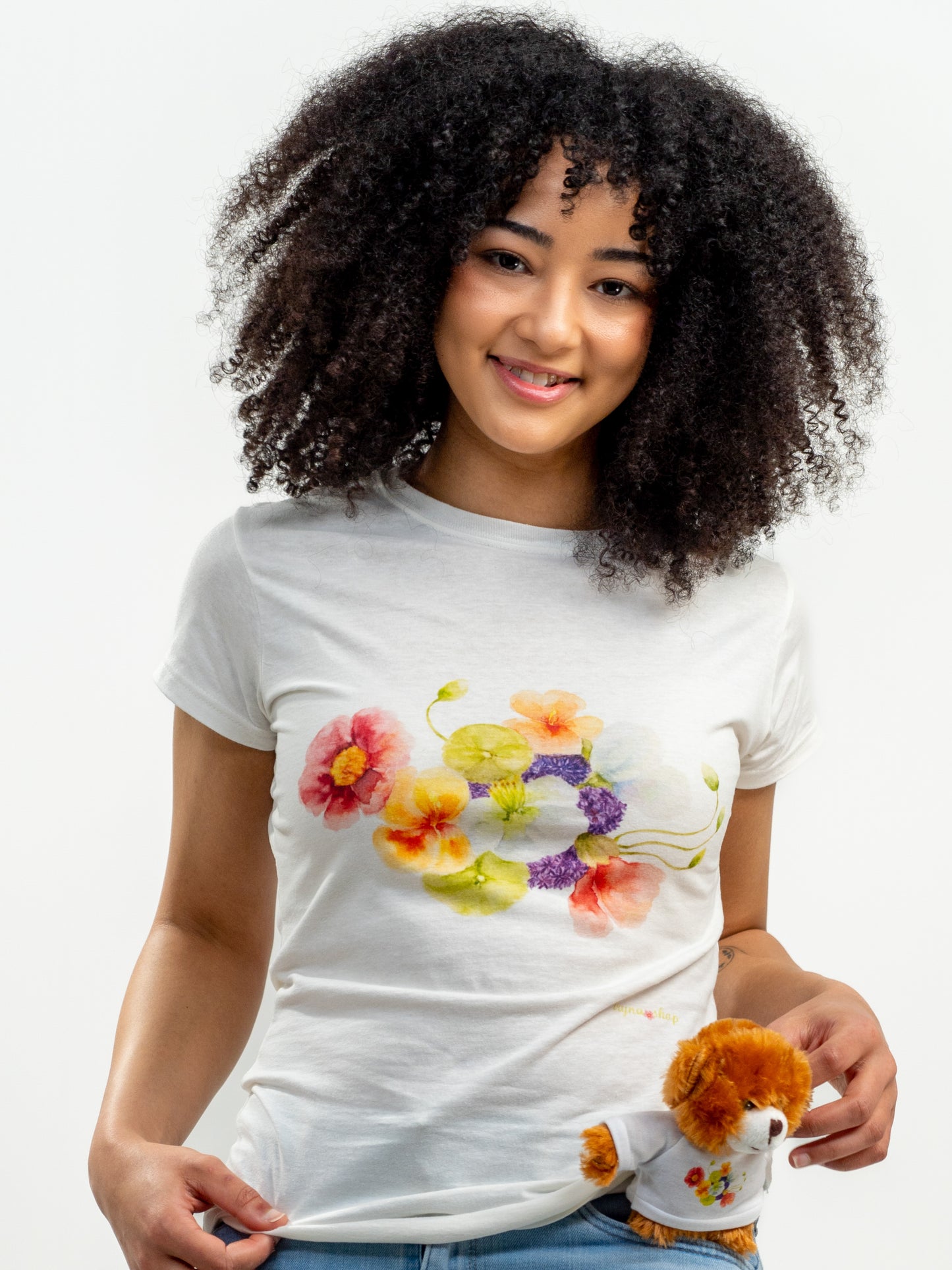 Stuffed Animals with nasturtium, ageratum, and poppies Tee