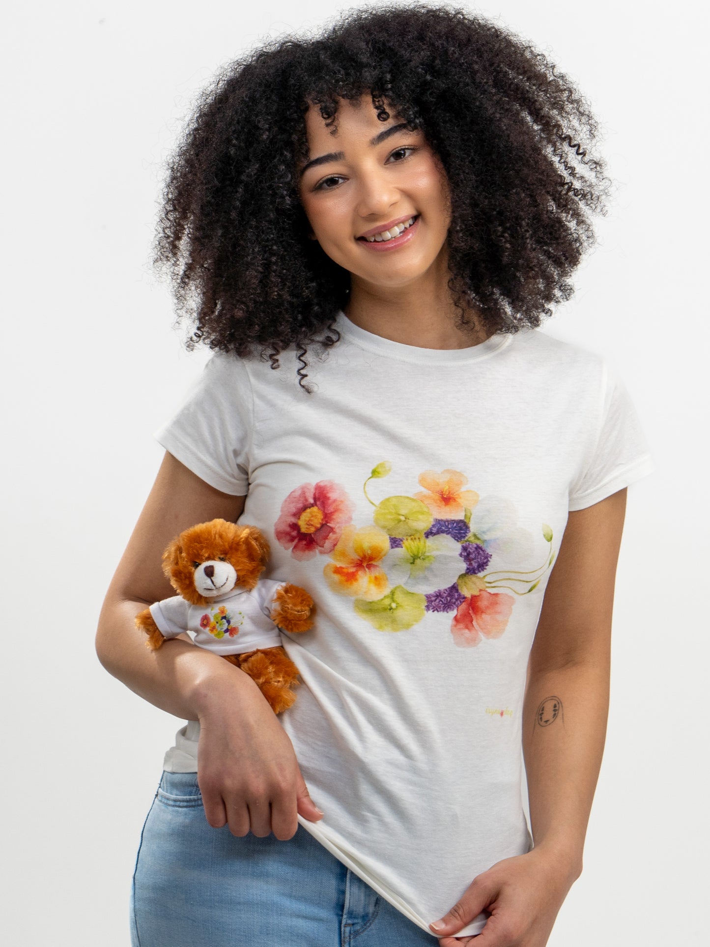 Stuffed Animals with nasturtium, ageratum, and poppies Tee