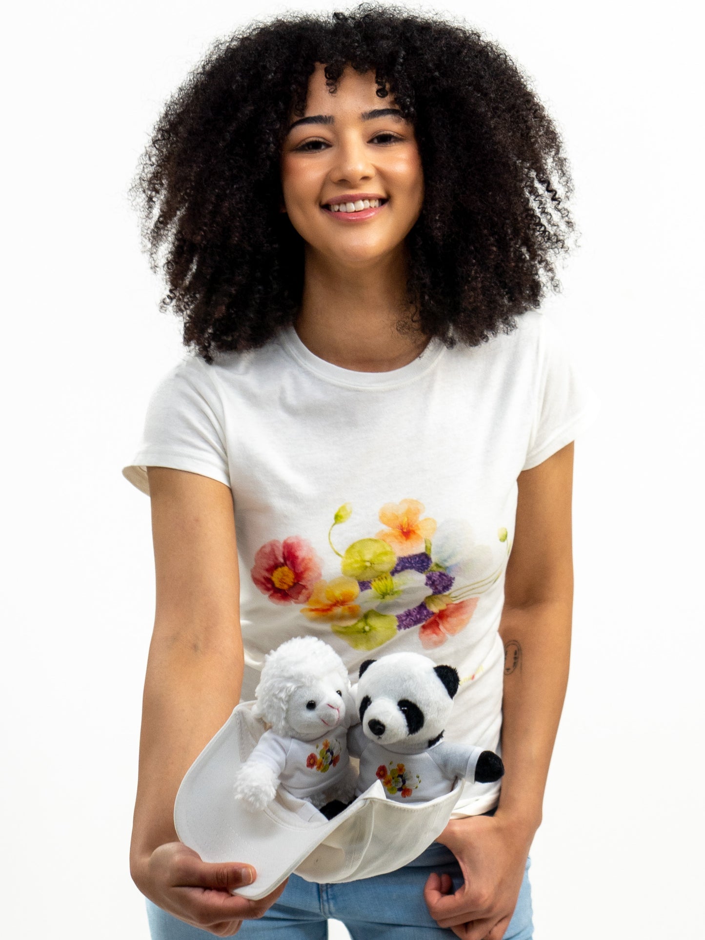 Stuffed Animals with nasturtium, ageratum, and poppies Tee