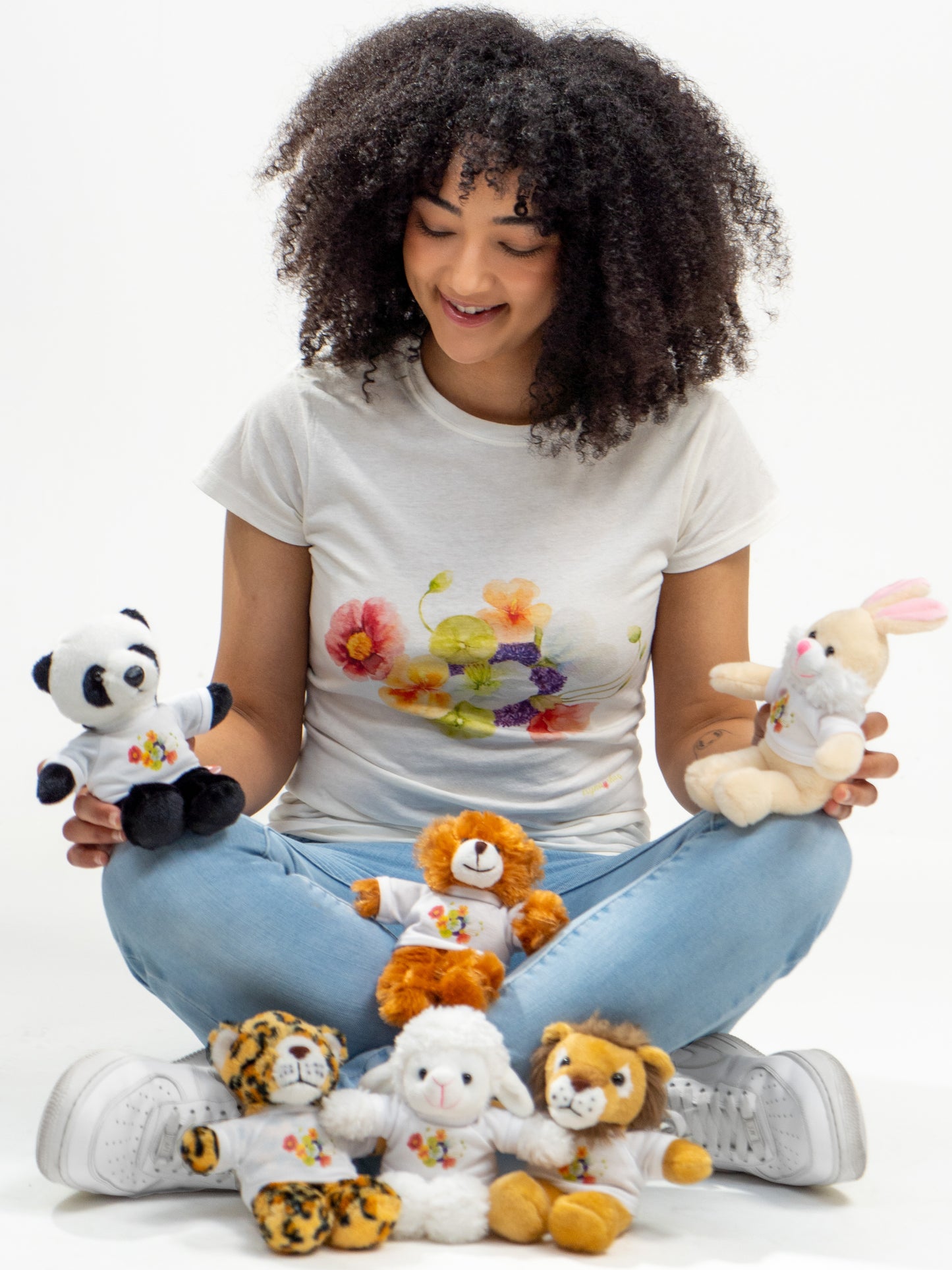 Stuffed Animals with nasturtium, ageratum, and poppies Tee