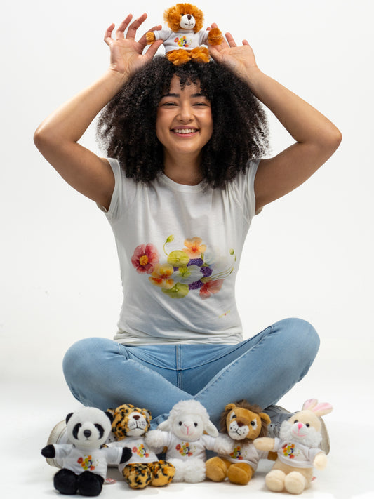 Stuffed Animals with nasturtium, ageratum, and poppies Tee