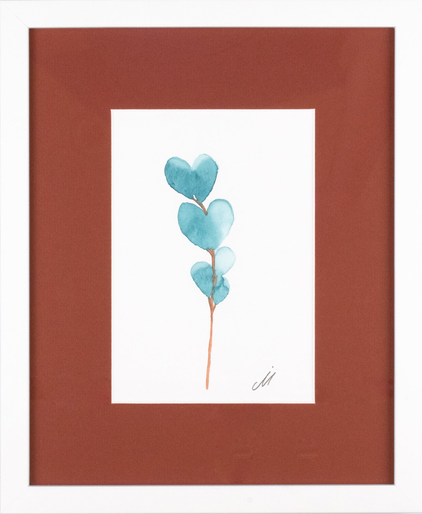 Branch with blue heart shaped leaves