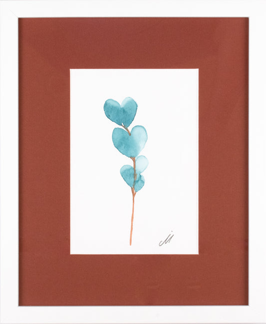 Branch with blue heart shaped leaves