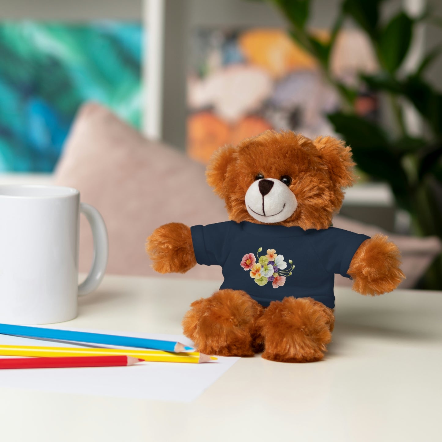 Stuffed Animals with nasturtium, ageratum, and poppies Tee