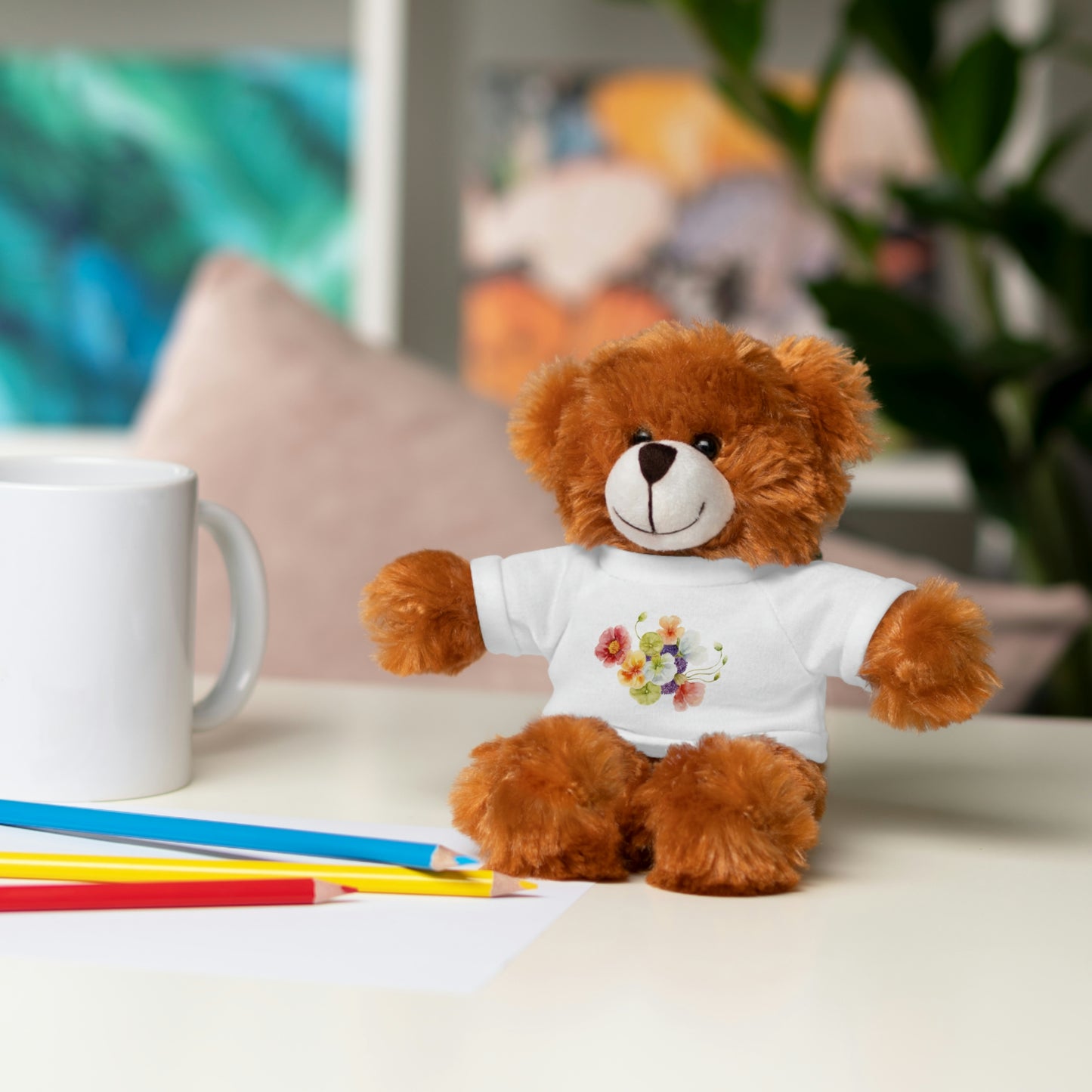 Stuffed Animals with nasturtium, ageratum, and poppies Tee