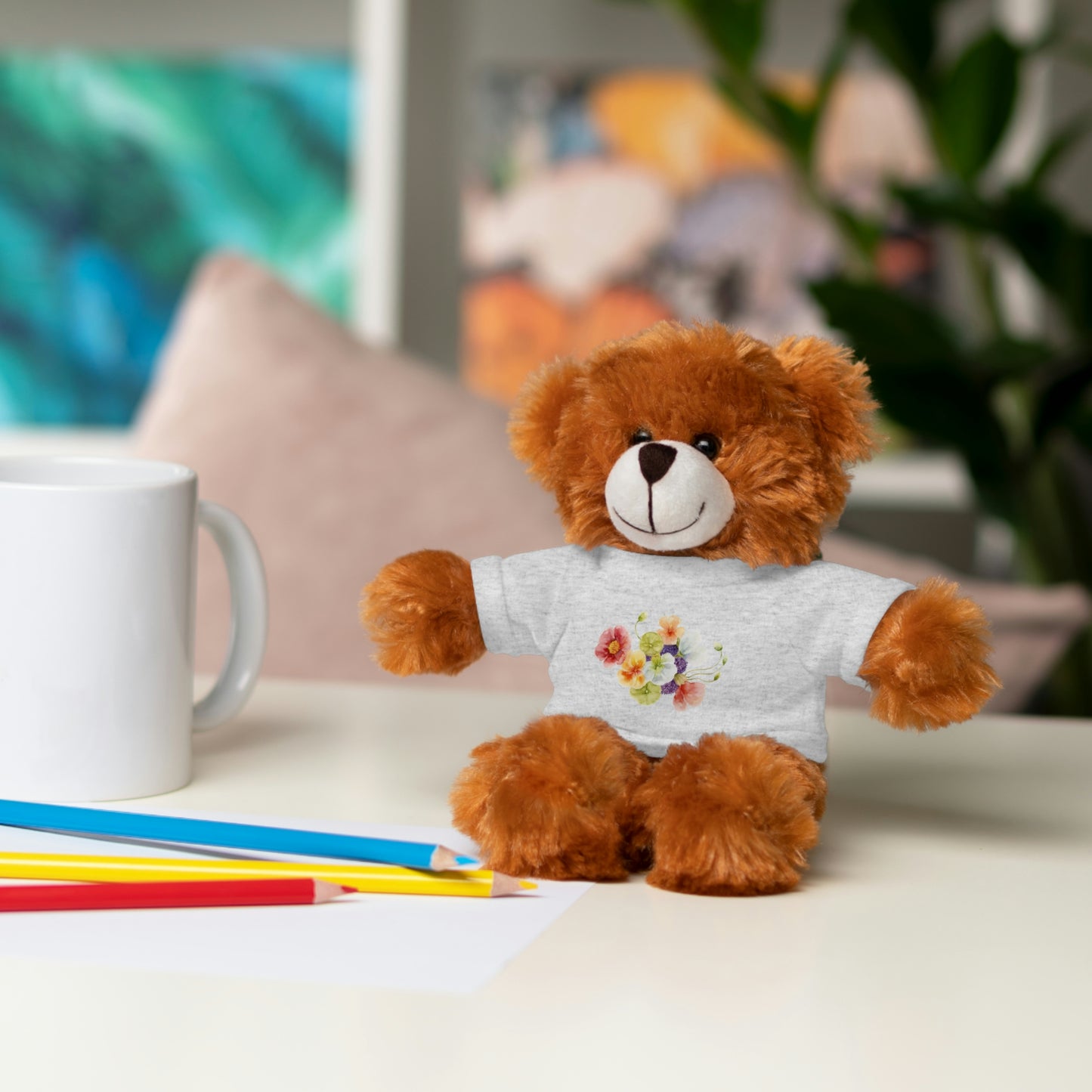 Stuffed Animals with nasturtium, ageratum, and poppies Tee