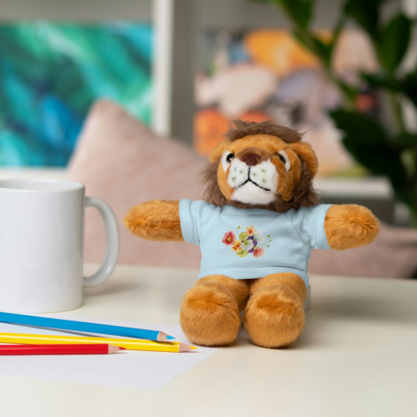 Stuffed Animals with nasturtium, ageratum, and poppies Tee